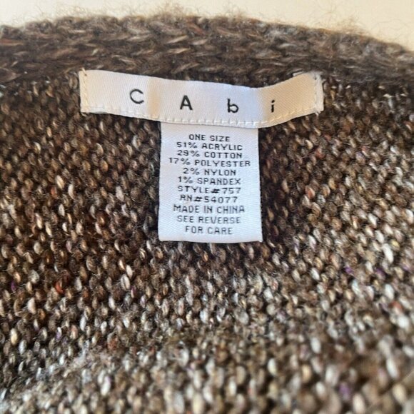 Cabi Women Ruffle Hem Brown Marled Knit Sweater Poncho Shawl One Sz Boho Hippie - Picture 3 of 15